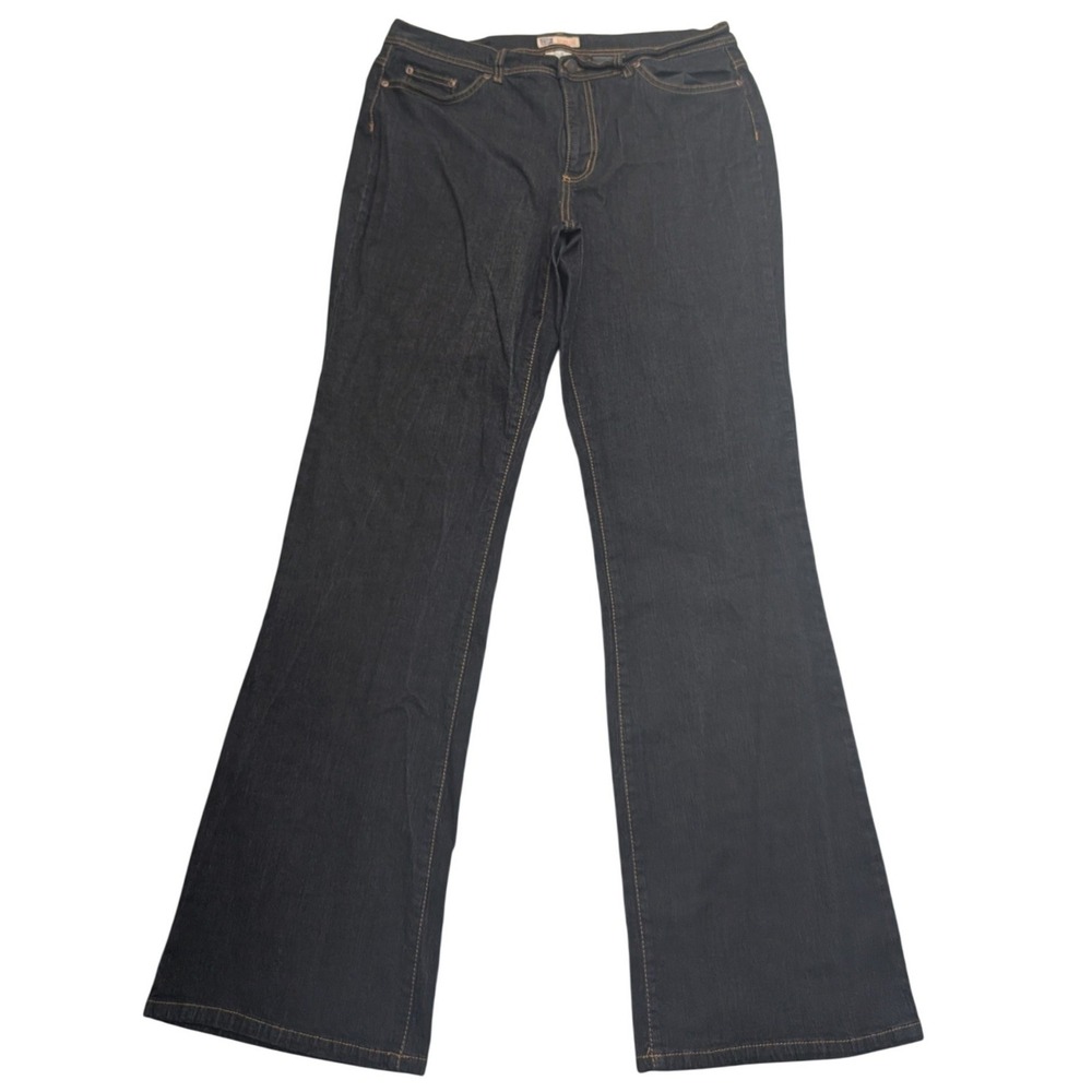 Faded Glory Bootcut Jeans Womens 16 Tall Black Stretch Denim Dark Wash FGL05413B